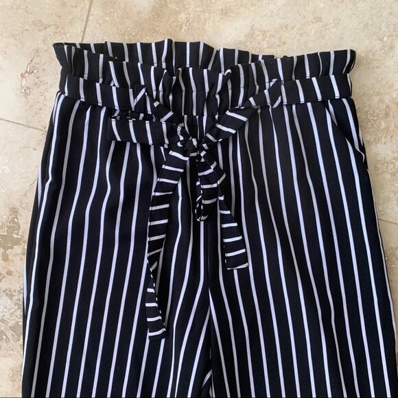 Como black paperbag pleated striped trouser pants - Picture 3 of 7